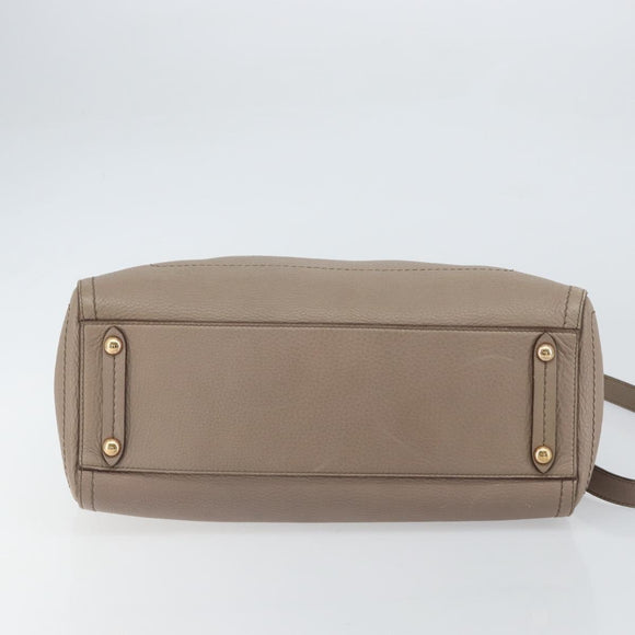 Salvatore Ferragamo Gancini Hand Bag Leather 2way Beige Gold Auth 161535