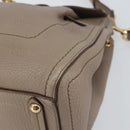Salvatore Ferragamo Gancini Hand Bag Leather 2way Beige Gold Auth 161535-15