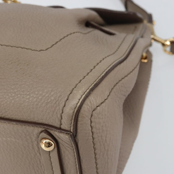 Salvatore Ferragamo Gancini Hand Bag Leather 2way Beige Gold Auth 161535