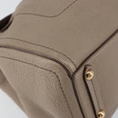 Salvatore Ferragamo Gancini Hand Bag Leather 2way Beige Gold Auth 161535-16