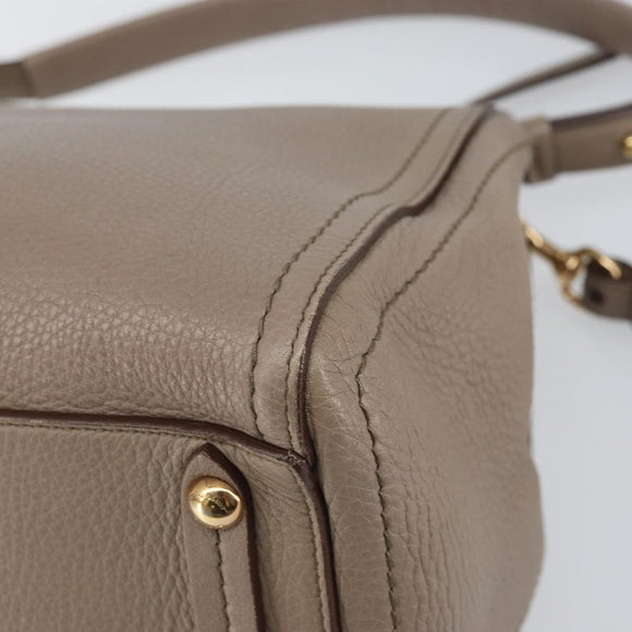 Salvatore Ferragamo Gancini Hand Bag Leather 2way Beige Gold Auth 161535
