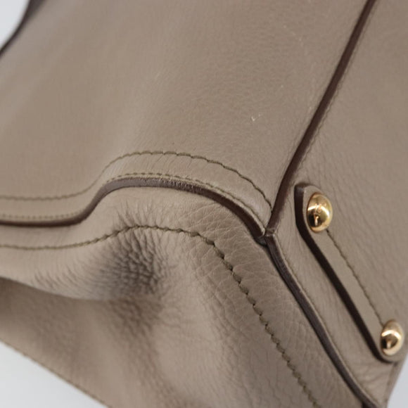 Salvatore Ferragamo Gancini Hand Bag Leather 2way Beige Gold Auth 161535