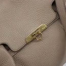 Salvatore Ferragamo Gancini Hand Bag Leather 2way Beige Gold Auth 161535-19