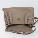 Salvatore Ferragamo Gancini Hand Bag Leather 2way Beige Gold Auth 161535-20