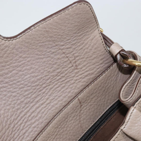 Salvatore Ferragamo Gancini Hand Bag Leather 2way Beige Gold Auth 161535