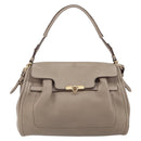 Salvatore Ferragamo Gancini Hand Bag Leather 2way Beige Gold Auth 161535-13