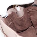 Salvatore Ferragamo Gancini Hand Bag Leather 2way Beige Gold Auth 161535-23
