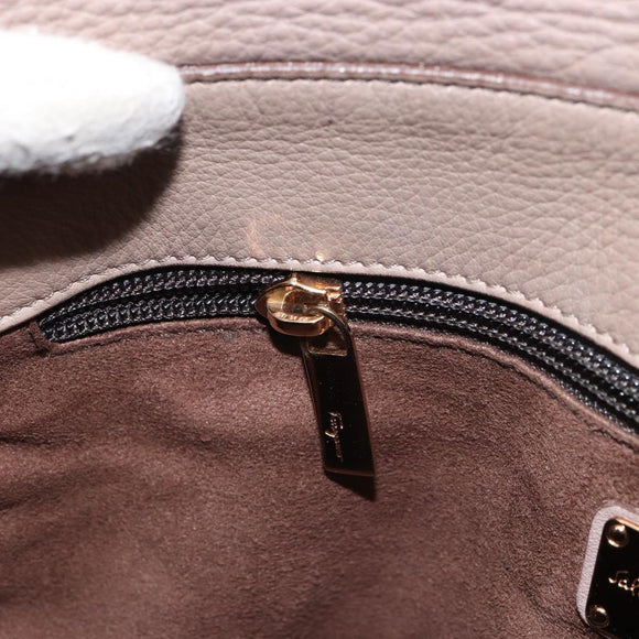 Salvatore Ferragamo Gancini Hand Bag Leather 2way Beige Gold Auth 161535