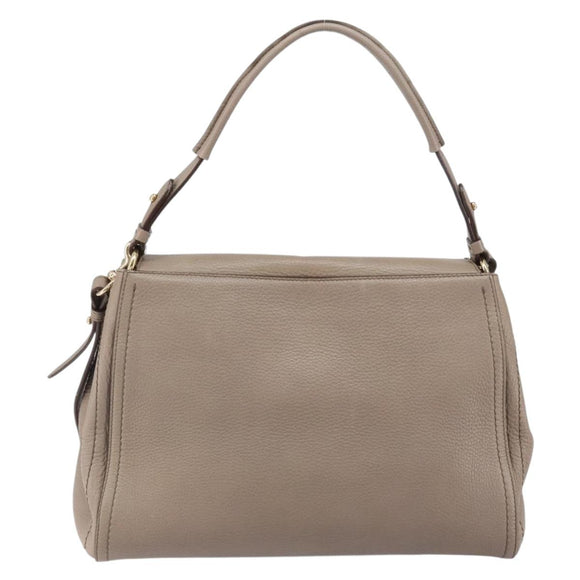 Salvatore Ferragamo Gancini Hand Bag Leather 2way Beige Gold Auth 161535