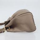 Salvatore Ferragamo Gancini Hand Bag Leather 2way Beige Gold Auth 161535-4