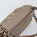 Salvatore Ferragamo Gancini Hand Bag Leather 2way Beige Gold Auth 161535-6