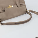 Salvatore Ferragamo Gancini Hand Bag Leather 2way Beige Gold Auth 161535-7