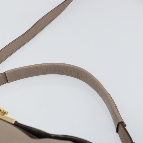 Salvatore Ferragamo Gancini Hand Bag Leather 2way Beige Gold Auth 161535