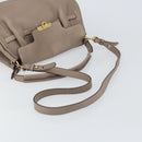 Salvatore Ferragamo Gancini Hand Bag Leather 2way Beige Gold Auth 161535-9
