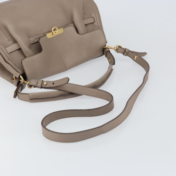 Salvatore Ferragamo Gancini Hand Bag Leather 2way Beige Gold Auth 161535