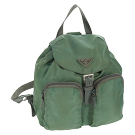 PRADA Backpack Nylon Silver Light green Auth 161541