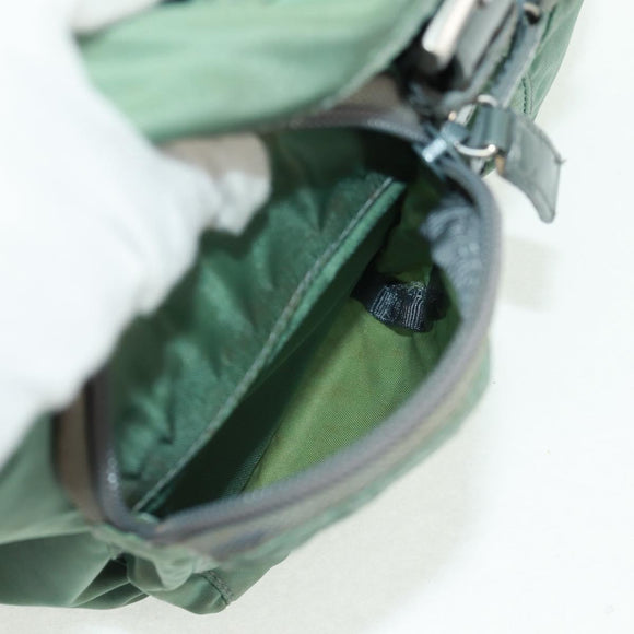 PRADA Backpack Nylon Silver Light green Auth 161541