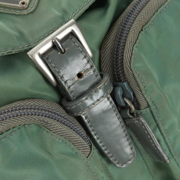 PRADA Backpack Nylon Silver Light green Auth 161541