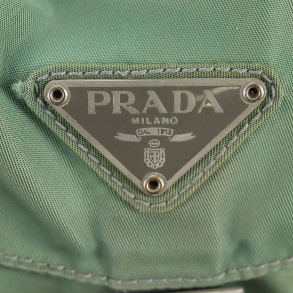 PRADA Backpack Nylon Silver Light green Auth 161541