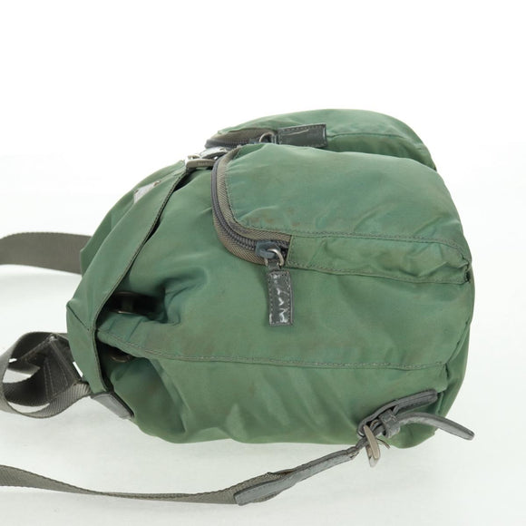 PRADA Backpack Nylon Silver Light green Auth 161541