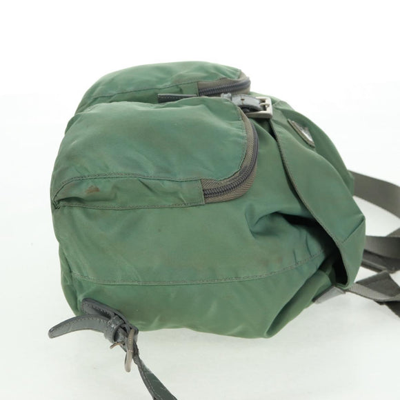 PRADA Backpack Nylon Silver Light green Auth 161541