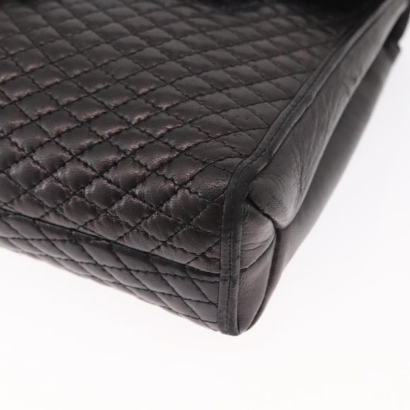 BALLY Chain Shoulder Bag Leather Black Gold Auth 161547