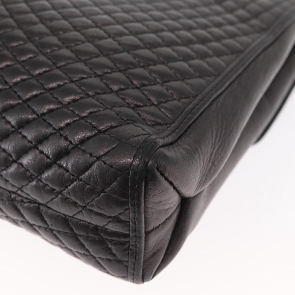 BALLY Chain Shoulder Bag Leather Black Gold Auth 161547