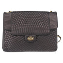 BALLY Chain Shoulder Bag Leather Black Gold Auth 161547-2