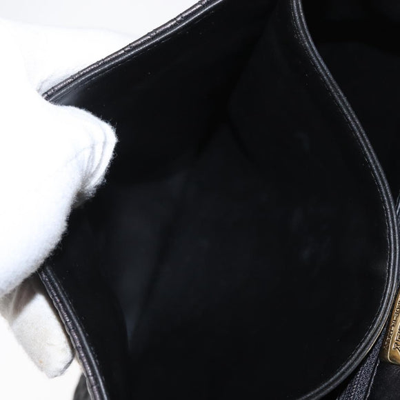 BALLY Chain Shoulder Bag Leather Black Gold Auth 161547