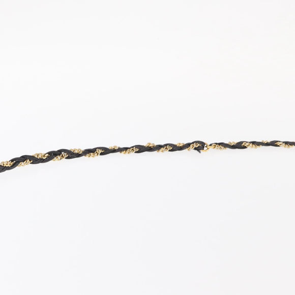 BALLY Chain Shoulder Bag Leather Black Gold Auth 161547