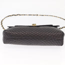 BALLY Chain Shoulder Bag Leather Black Gold Auth 161547-9