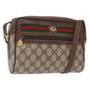 GUCCI GG Supreme Web Sherry Line Shoulder Bag PVC Beige 56 02 087 Auth 161551-1