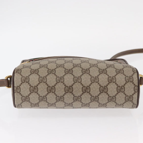 GUCCI GG Supreme Web Sherry Line Shoulder Bag PVC Beige 56 02 087 Auth 161551