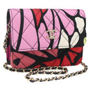 CHANEL Mini Matelasse 12 Chain Shoulder Bag Cotton Gold CC Auth 161565SM-1