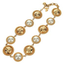 Salvatore Ferragamo Pearl Necklace metal Gold Tone Auth 161568V-2