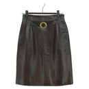 CELINE Skirt Lamb Skin Brown Gold Auth 161571V-1