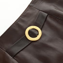 CELINE Skirt Lamb Skin Brown Gold Auth 161571V-3