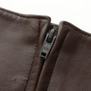 CELINE Skirt Lamb Skin Brown Gold Auth 161571V-5