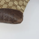 GUCCI GG Canvas Shoulder Bag Beige Silver 145857 Auth 161580-10