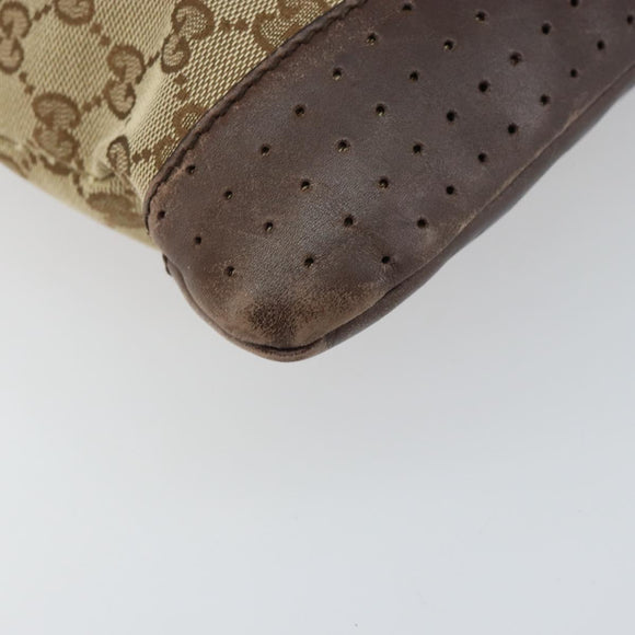 GUCCI GG Canvas Shoulder Bag Beige Silver 145857 Auth 161580