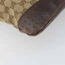 GUCCI GG Canvas Shoulder Bag Beige Silver 145857 Auth 161580-13