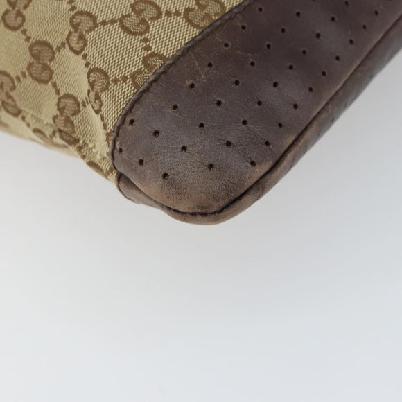 GUCCI GG Canvas Shoulder Bag Beige Silver 145857 Auth 161580