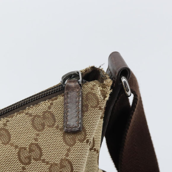 GUCCI GG Canvas Shoulder Bag Beige Silver 145857 Auth 161580