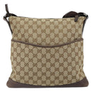 GUCCI GG Canvas Shoulder Bag Beige Silver 145857 Auth 161580-2