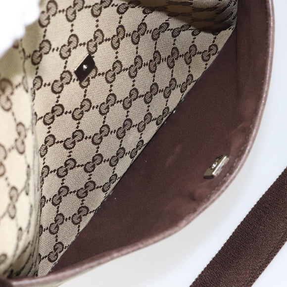 GUCCI GG Canvas Shoulder Bag Beige Silver 145857 Auth 161580