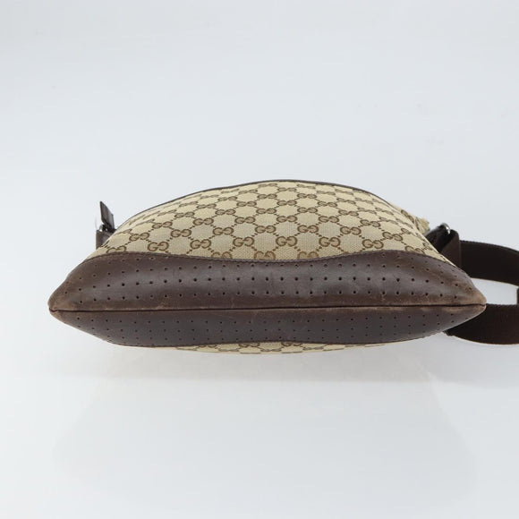 GUCCI GG Canvas Shoulder Bag Beige Silver 145857 Auth 161580