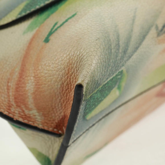 LOEWE Chain Avenue Shoulder Bag Leather Green Silver Auth 161591V