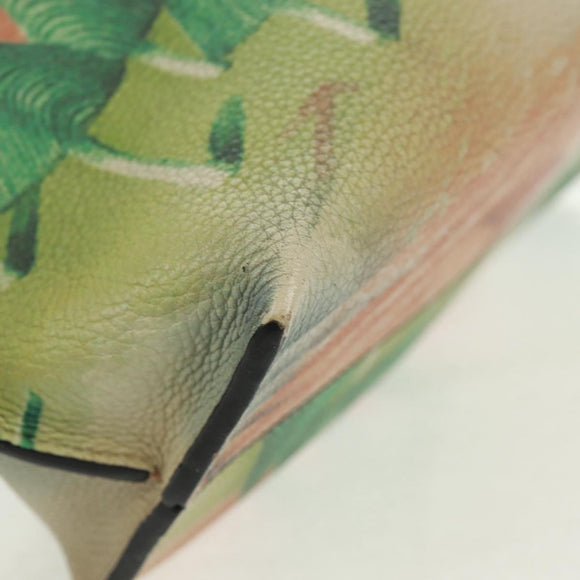 LOEWE Chain Avenue Shoulder Bag Leather Green Silver Auth 161591V