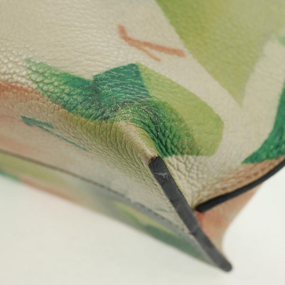 LOEWE Chain Avenue Shoulder Bag Leather Green Silver Auth 161591V