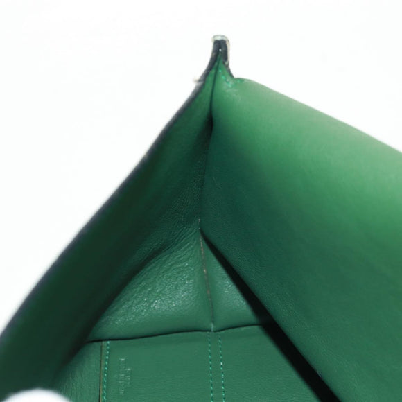 LOEWE Chain Avenue Shoulder Bag Leather Green Silver Auth 161591V